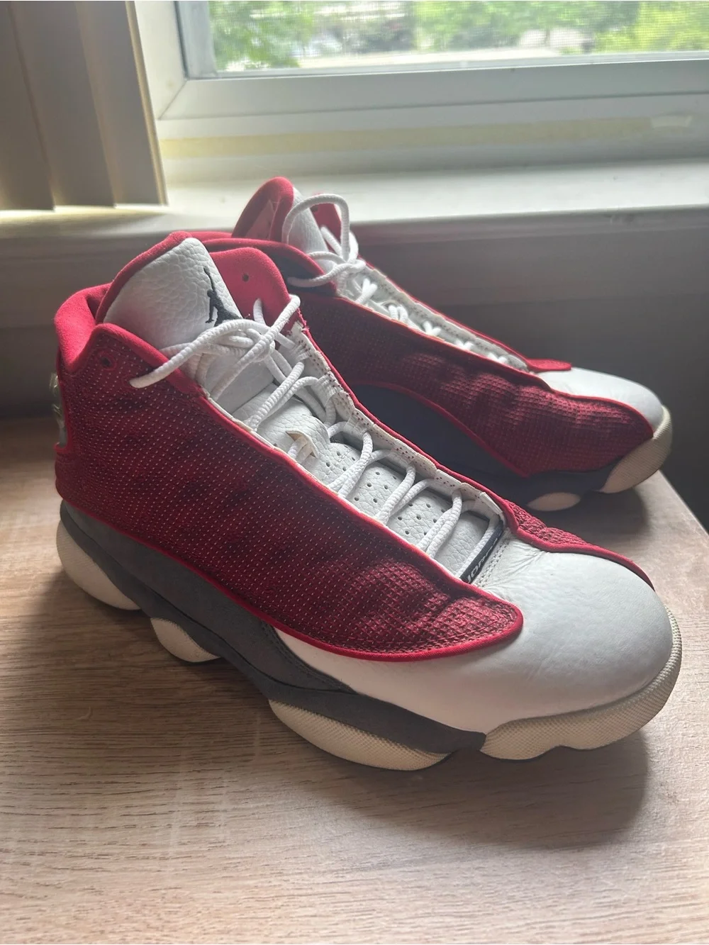 Jordan Red and White Retro Basketball Sneakers